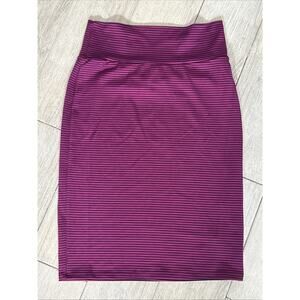 Lularoe Straight Fit Cassie Pink and Navy Striped Sz S